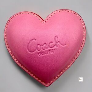 Coach Red Pink Leather Heart Paper Weight